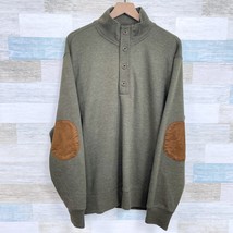 Territory Ahead Zip Button Polo Sweater Green Elbow Patches Ribbed Mens ... - $39.59