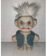 Vintage 1960&#39;s Mean Angry Face Troll White Hair Painted Lips Primitive S... - £26.70 GBP