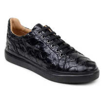 Belvedere Kingstone Genuine Pirarucu Leather Lace Up Sneakers Black Br02 image 9