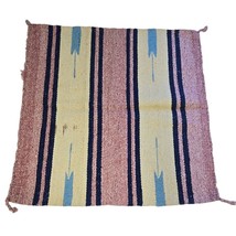 Vintage Handwoven Southwestern Bohemian Wool Rug Horse Blanket 27&quot;x27&quot; - £19.09 GBP