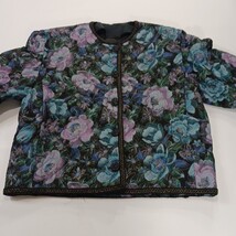 Women's Multicolor Front Button Floral Quilted Puffer Jacket Measured Chest 38" image 13