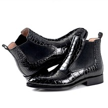 Handmade Leather shoes,Formal Crocodile Texture Leather Men black crocodile sho - £127.88 GBP