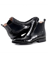 Handmade Leather shoes,Formal Crocodile Texture Leather Men black crocod... - £127.88 GBP