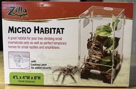 Zilla Micro Habitat Small Arboreal w/ Locking Latch 4&quot;x4&quot;x8&quot; Tree Dwelling Pets - £17.74 GBP