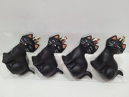 (4) Halloween Black Cat Plastic Tree Ornaments 3&quot; Decorations Decor - £18.91 GBP