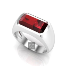 Cushion Cut Red Garnet Mens Statement 925 Sterling Silver Ring - £111.08 GBP