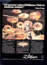 1979 Peter Criss Kiss Zildjian Drums Poster Type Ad - £7.98 GBP