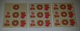 VTG Christmas Stickers Candles Wreaths Bells Red Pink Gold ~ 3 Sheets Lo... - $12.58