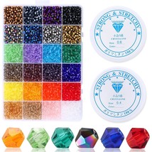 4mm Glass Bicone Beads Kits Jewelry Beads Loose Spacer beads Fit Jewelry Making  - £39.83 GBP