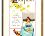 Peaceful Easter Woman Gathering Flowers w Chicken DB Postcard H29 - $2.92