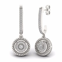 S925 Sterling Silver 0.20Ct  Natural Diamond  Halo Dangle Earrings - $199.99