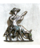 Vintage Mexico Sterling Pin Turquoise Chaps Mariachi Man on Donkey 14 Gr... - €42,21 EUR