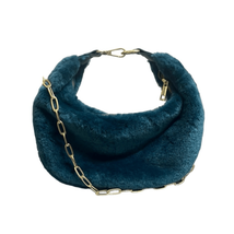 Jules Kae Women Luna Vegan Fur Crossbody Bag Teal Green Hobo Bag Chain S... - $42.06