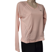 Adidas Long Sleeve Top Juniors Size Small Pink Mesh Fabric V-Neck - $241.80 MXN