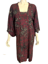 Japanese Silk Yukata Burgundy, Green, Navy Floral  Lined Button Closure ... - €33,31 EUR