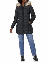 Laundry By Shelli Segal women&#39;s stretch 3/4 puffer jacket with faux fur striped - £67.60 GBP