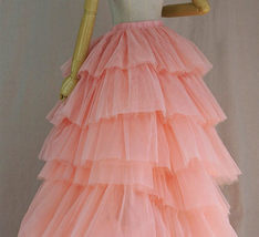 Wedding High Low Tiered Tulle Skirt Custom Plus Size Blush Bridal Gowns image 3