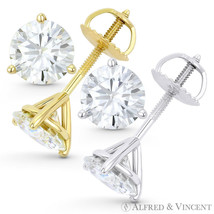 Forever Brilliant 0.75 ct Round Cut Moissanite Martini Stud Earrings in 14k Gold - £166.12 GBP+