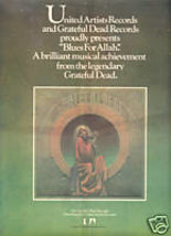 GRATEFUL DEAD BLUES FOR ALLAH POSTER TYPE PROMO AD 1975 - £8.78 GBP