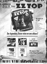 ZZ TOP THE BEST OF POSTER TYPE PROMO AD 1977 - $7.99