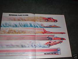 1982 BUDWEISER RACING CAR AD TRUCK BOAT 2-PAGE - $5.06