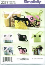 Simplicity 2277 BAGS 3 Three Sizes Detachable Covers Sewing Pattern Zanten UNCUT - £15.80 GBP