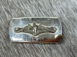 Vintage USS Bergall SSN-667 Belt Buckle US Navy Attack Submarine Veteran... - $39.59