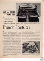 1962 TRIUMPH SPORTS SIX ROAD TEST CAR AD 2-PAGE - $9.99