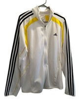 Adidas Climalite Track Jacket Sz Large White &amp; Yellow w/Black Sripes on ... - $29.07