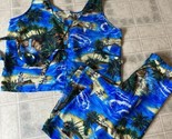 Rima Large Beachwear Sleeveless Top  &amp; Pants Caribbean Tiki Print - $46.53
