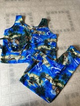 Rima Large Beachwear Sleeveless Top  &amp; Pants Caribbean Tiki Print - £36.34 GBP