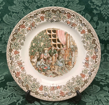 Churchill Victorian Christmas multicolor 8&quot; salad bread plate England holiday - £7.92 GBP
