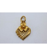 24K Yellow Gold Heart with Flower Pendant Charm - $491.18 CAD
