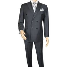 Men Suit BERLUSCONI Turkey Italian Wool 180's Double Breasted UGS94-14 Charcoal image 6