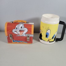 Looney Tunes Lot Tweety Bird Plastic Mug Zak Designs 5.5&quot; and Mini Lunch Tin - $15.98
