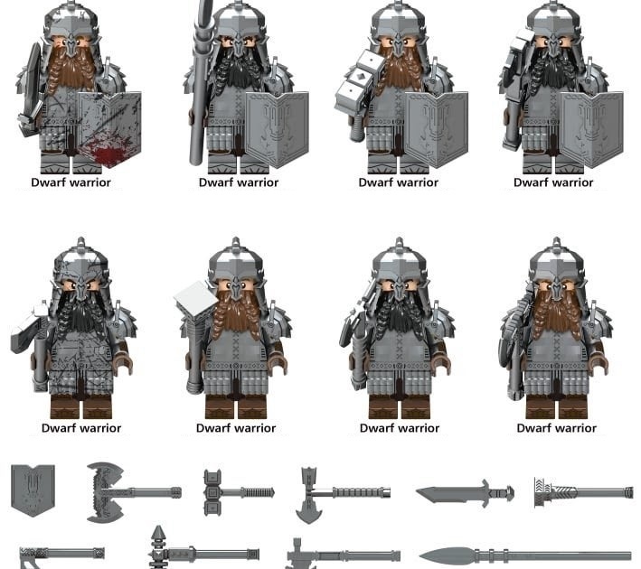 The Hobbit Dwarf Warriors Armored Army The Lord of the Rings 8pcs Minifigures