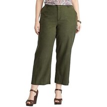 NWT Womens Plus Size 16W Chaps Olive Army Green Wide Leg Tencel Capri Pants - £22.43 GBP