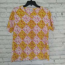 Westbound Shirt Womens Large Yellow White Floral Patchwork Short Sleeve Tee - £12.50 GBP