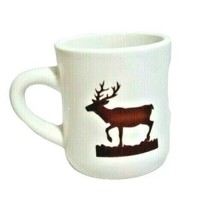 Deer Elk Silhouette Coffee Mug Tea Cup Lodge Decor Brown Buck on White NEW - $15.05