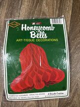 Honeycomb Bells Art Tissue Decorations Vintage 1979 10" Red Beistle Crea... - $9.99