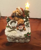 Resin Figurine Christmas Bears Light Up Star Multi Color 7” H x 5” W - £3.96 GBP