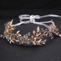 Bridal Headband, Leaf Crystal Hair Accessories, Wedding Flower Headband - £17.98 GBP