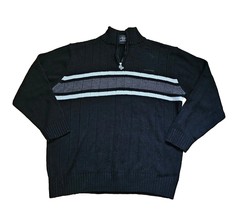VTG Y2K South Pole Sweater Mens XL Black, White Gray  Strips  1/4 Zip 90&#39;s - £14.35 GBP