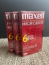 Maxell High Grade T-120 VHS Blank Video Tape 6 Hours New Factory Sealed Lot of 3 - £16.78 GBP