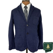 Robert Talbott Italian Wool Blazer Jacket Knit Sweater Cardigan Large Blue - £65.52 GBP