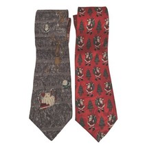 Santa Football Christmas Tree Holiday Reindeer Red Hallmark Men Ties Neck - £7.98 GBP