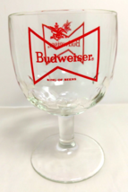 Vintage Budweiser King Of Beers Thumbprint Gobles Clear Glass With Logo - $13.84