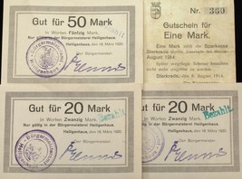 Germany Notgeld 4pc Lot - (1) 1914 Sterkrade &amp; (3) 1920 Heilingenhaus - £77.68 GBP