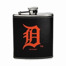 Detroit Tigers Stainless Steel Leather-Wrapped 6 oz Flask with MLB Team Logo - £12.13 GBP