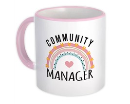 For Best Community Manager : Gift Mug Cute Art Print Hearts Occupation Stripes - £12.45 GBP